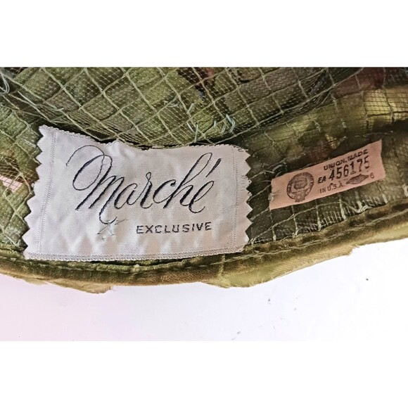 VTG Marche Floral Pillbox Hat Multi Overall 3D Flowers 50-60s Union Made USA - Picture 8 of 9